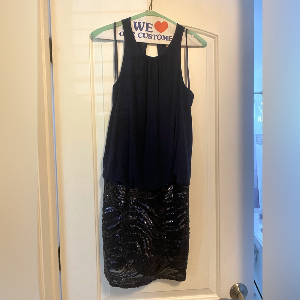 Aidan Mattox blue sequin dress size 0
